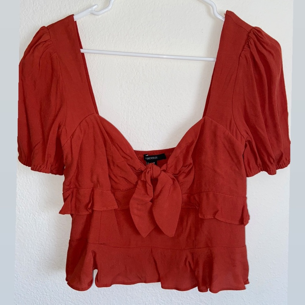 Forever 21 Burnt orange square neck top (M)